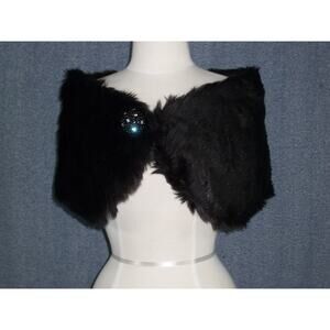 Black faux fur cape wrap shawl, wedding prom party evening wear shawl cape warp